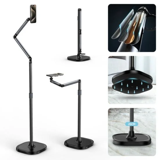 Telesin Mobile Video Live Streaming Floor Stand with Magsafe for Phones _ Black